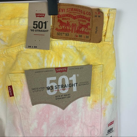 NWT Levi’s 501 93 Straight Tie Dye Buttonfly Jeans - Picture 6 of 9